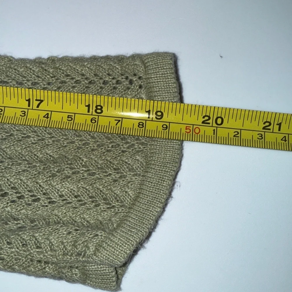 Crystal-Kobe Sage Green Textured Cardigan Lightweight XL 3/4 Sleeve Knit Sweater